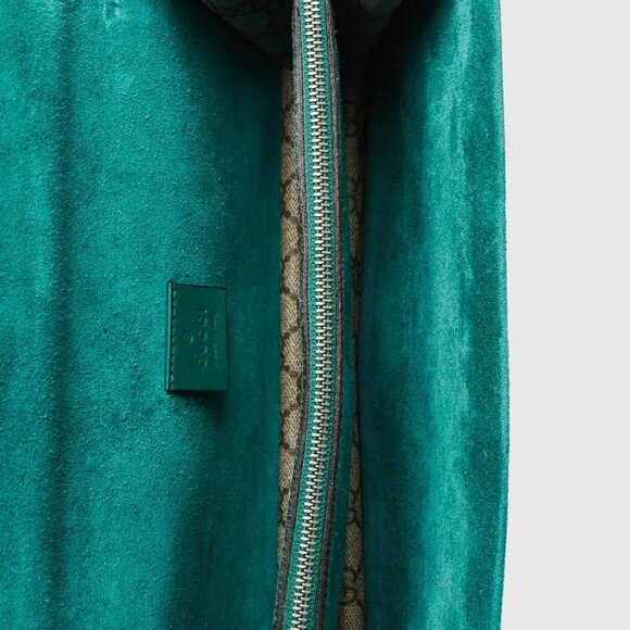 Gucci Beige/Green GG Supreme Canvas/Suede Embroidered Patch Small Dionysus Sh... - Picture 8 of 12